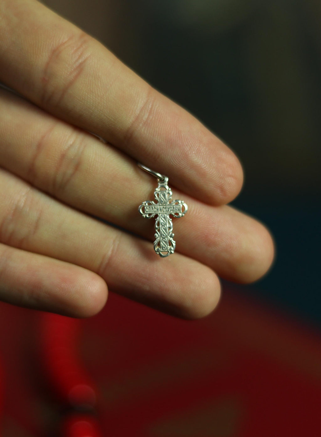 Orthodox Cross Pendant Sterling Silver | 0.83 in / 2.1 cm | 1.17g | Christian Crucifix Charm | Baptism Gift | Religious Jewelry for Neck