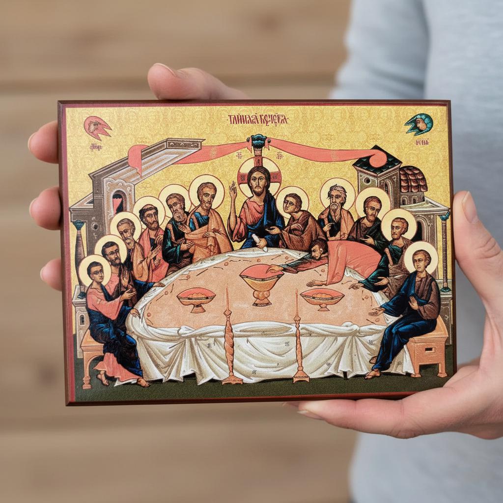 Ash Wood Icon , Secret Supper Icon, Orthodox Icon