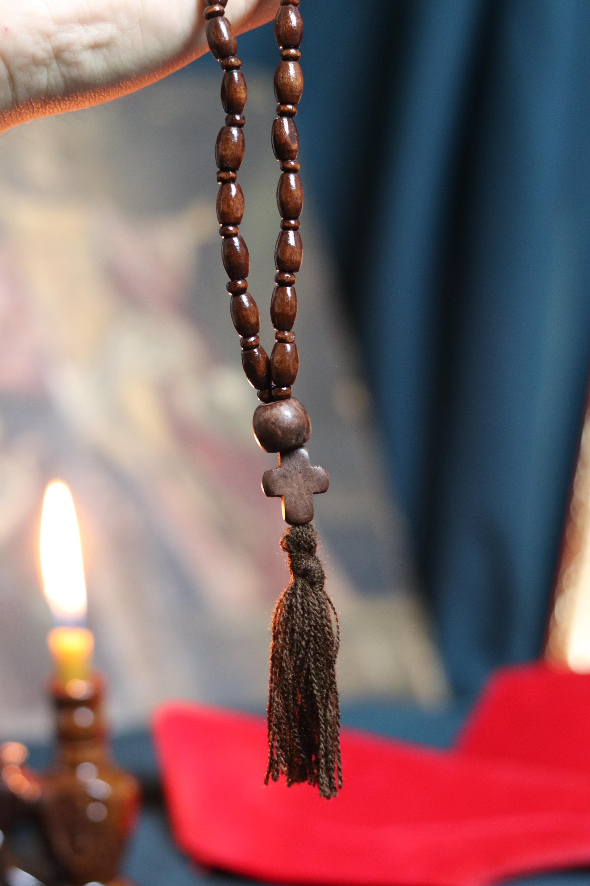 Orthodox Wooden Prayer Beads with Tassel – Handmade Black Wood Orthodox rosaries, Prayer beads, Orthodox prayer rope, Wooden komboskini