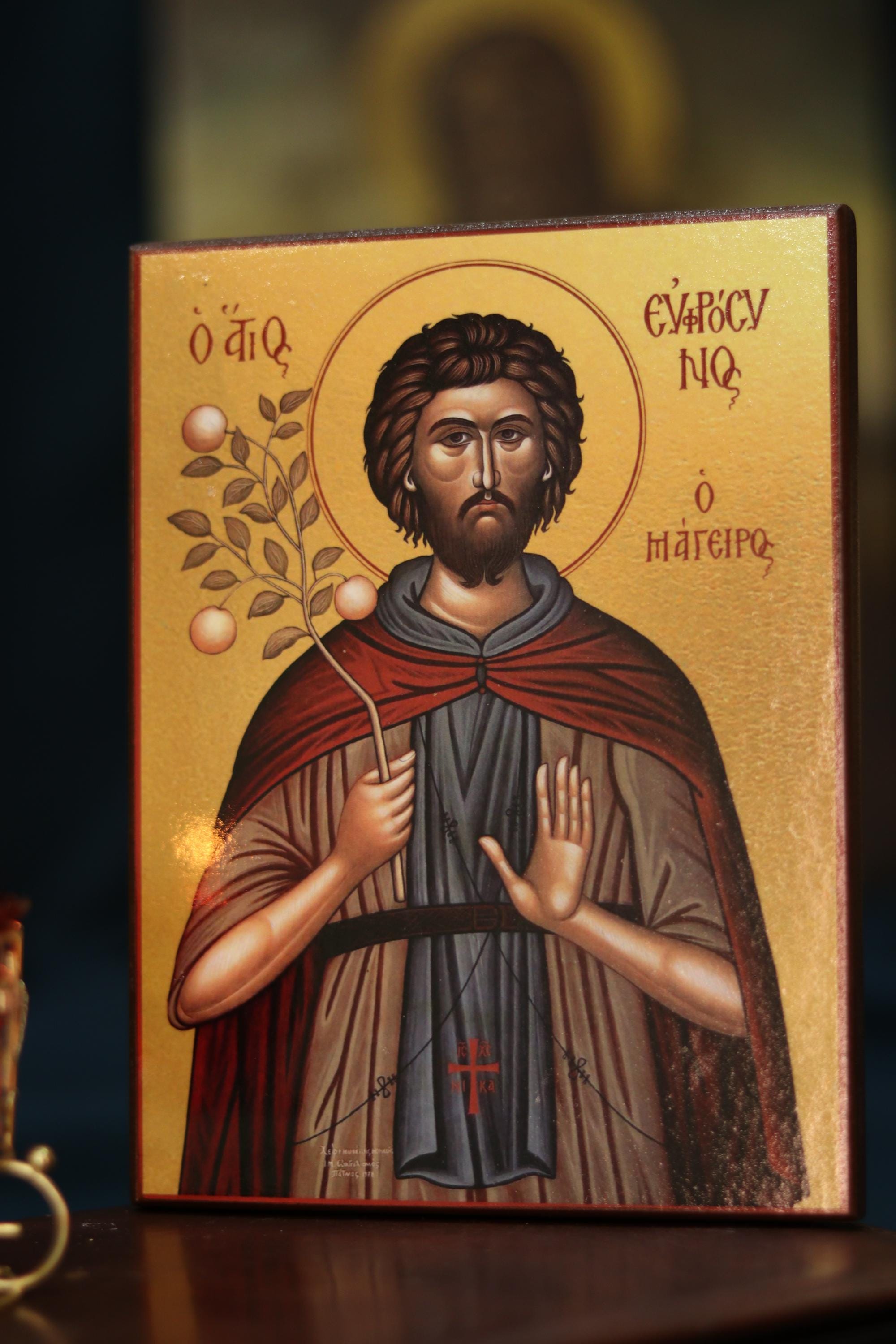 Orthodox Icon of Saint Euphrosynos the Cook – Wooden Icon Christian Icon
