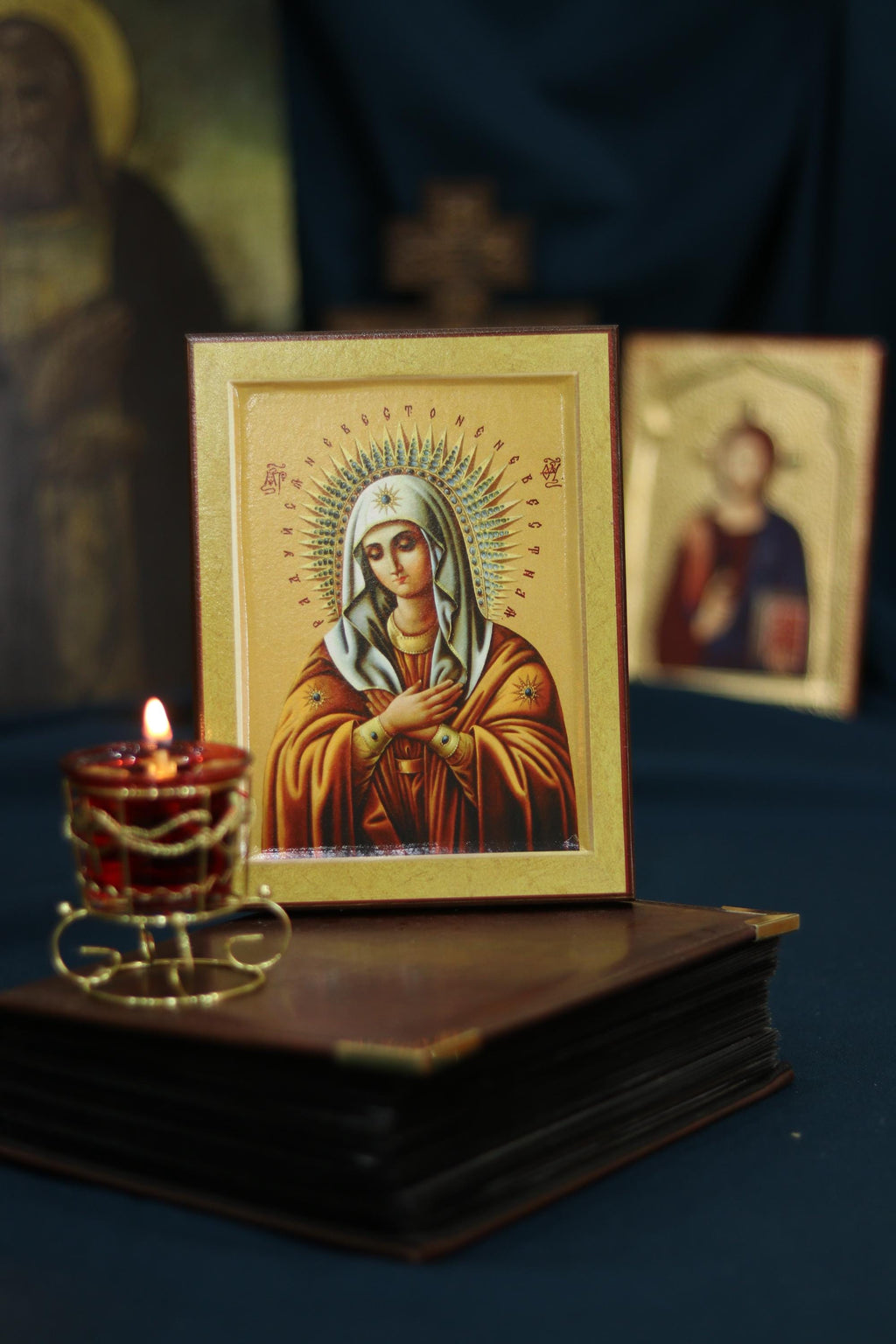 Tenderness Mother of God Icon Wooden Orthodox 6.3x4.7in