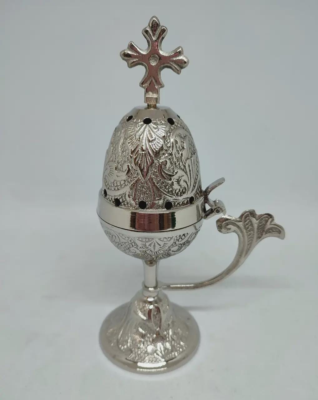 Metal Orthodox Incense Burner 7.5in, Greek Censer, Church Incense Holder, Byzantine Censer, Altar Supply, Prayer Tool