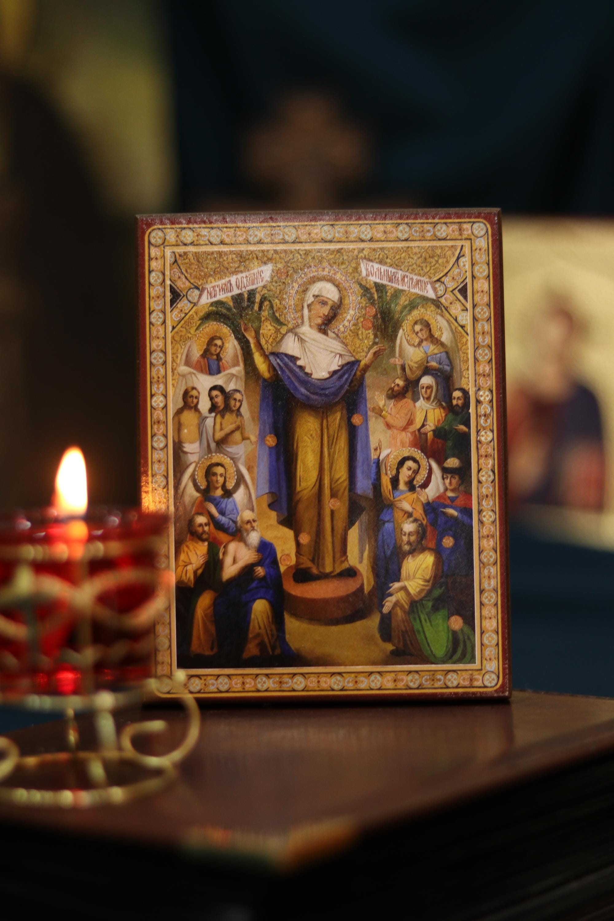 Joy of All Who Sorrow With Coins Wooden Icon Orthodox Icon
