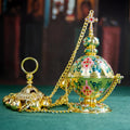 Orthodox Hanging Censer 25.2in | Brass Church Incense Burner with Bells | Enamel Design