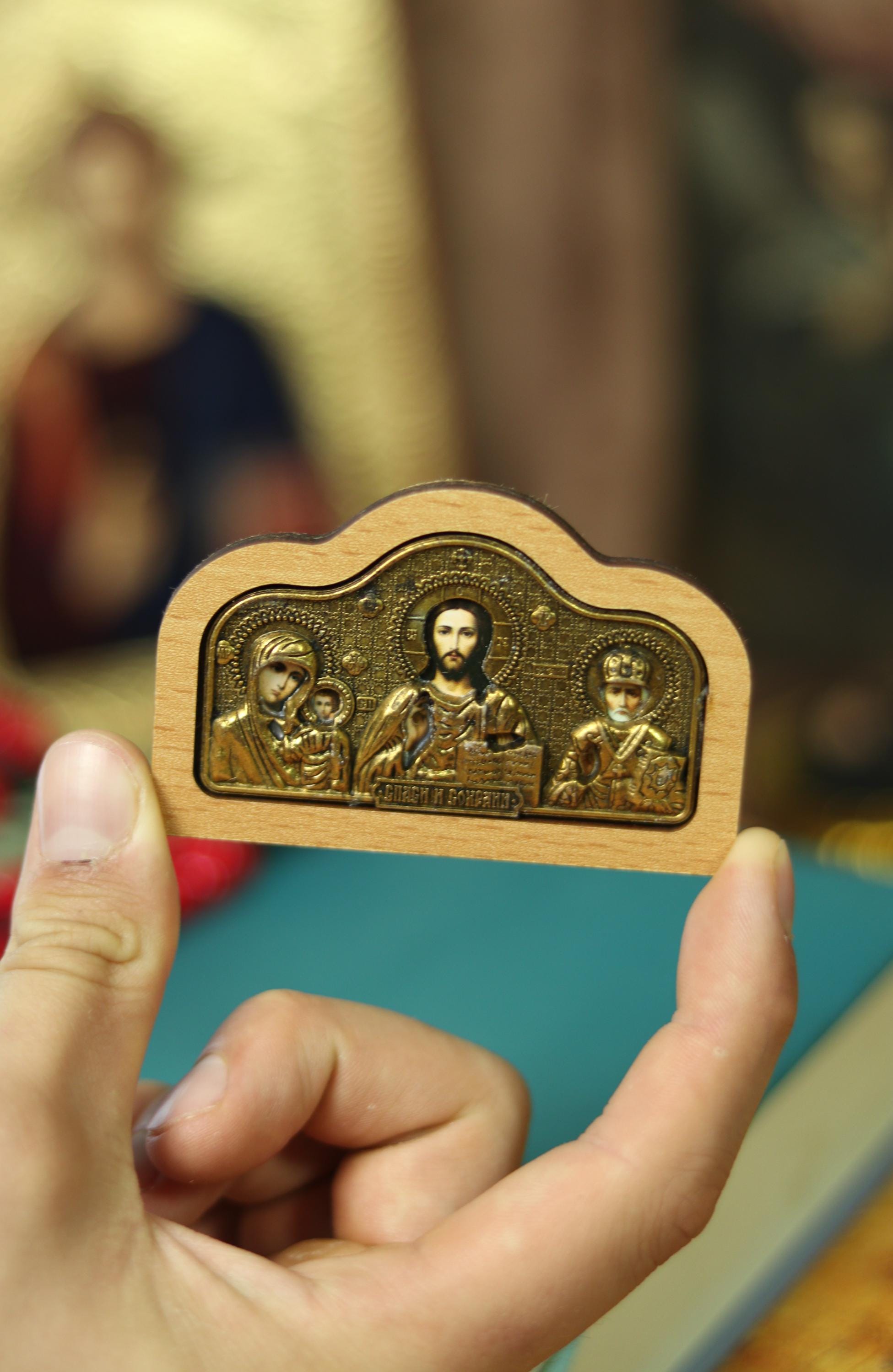 Wooden Car Icon 2x3 in, 30 g, Greek Orthodox, Blessed Icon, Orthodox Diptych, Travel Icon, Handmade Icon, Religious Gift, Pastor Gift