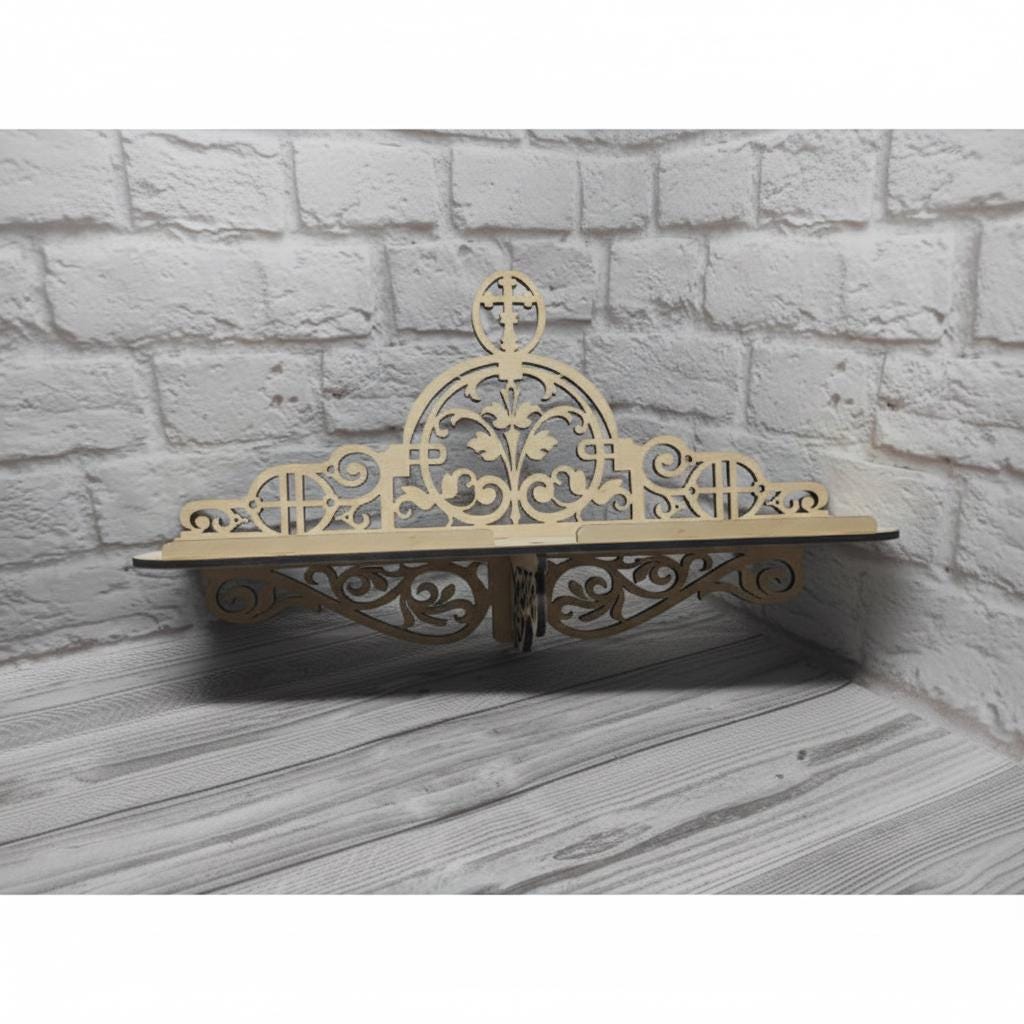 Wooden Icon Shelf 18.9 In, Orthodox Iconostasis Shelf, Prayer Corner, Christian Home Decor