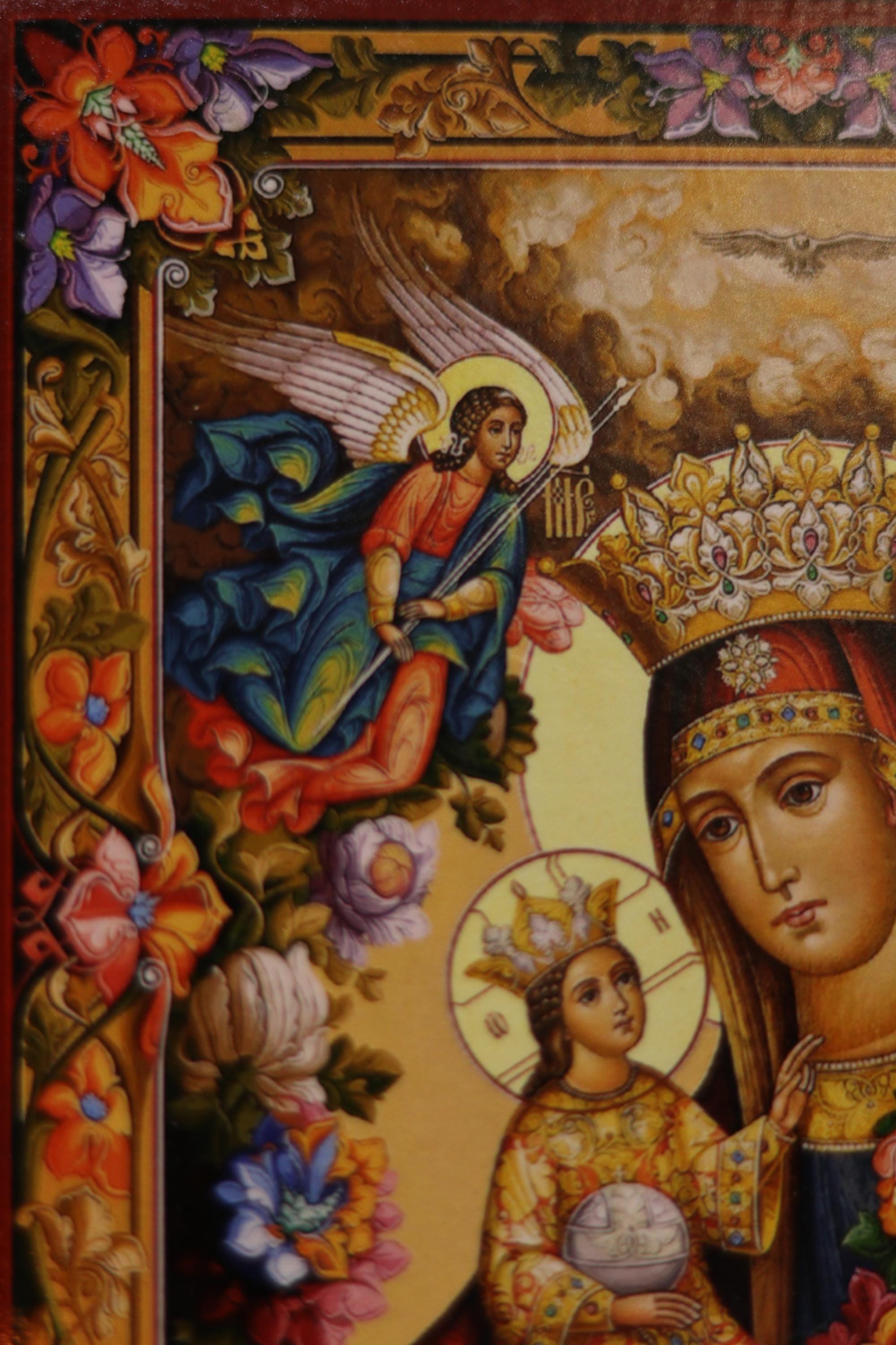Unfading Flower Mother of God Icon Wooden Icon Orthodox