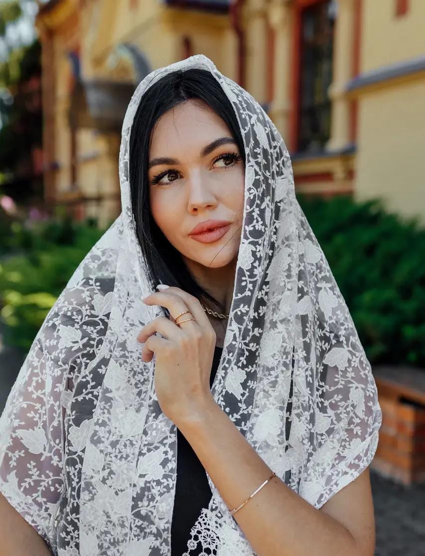 White Chiffon Women Scarf, 61x20 Inch, Floral Lightweight Shawl, Elegant Summer Scarf