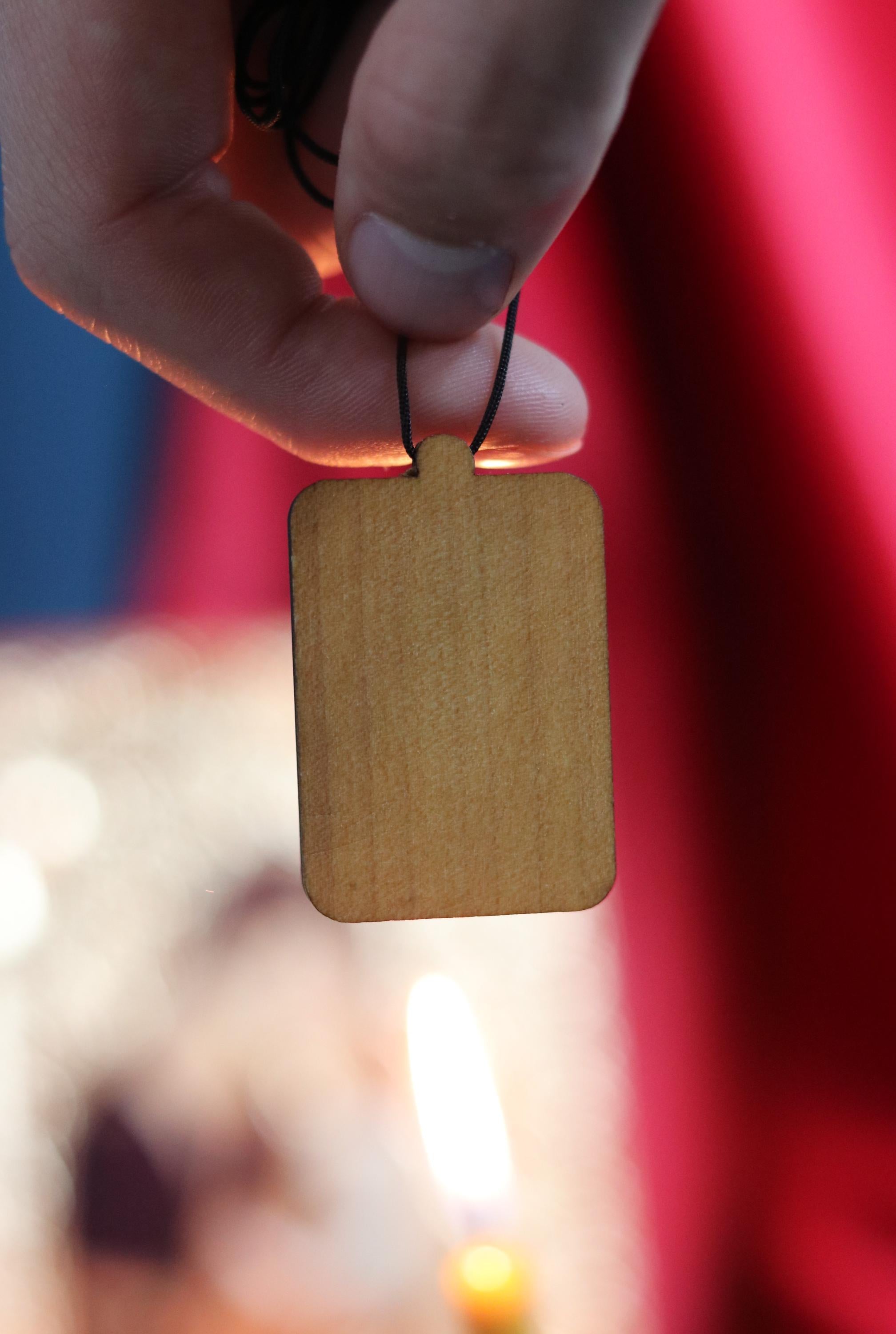 Orthodox Wooden Pendant – Icon of Theotokos with Christ – Burned Wood Necklace – Blessed Christian Medal, Crucifixes crosses, Wood cross
