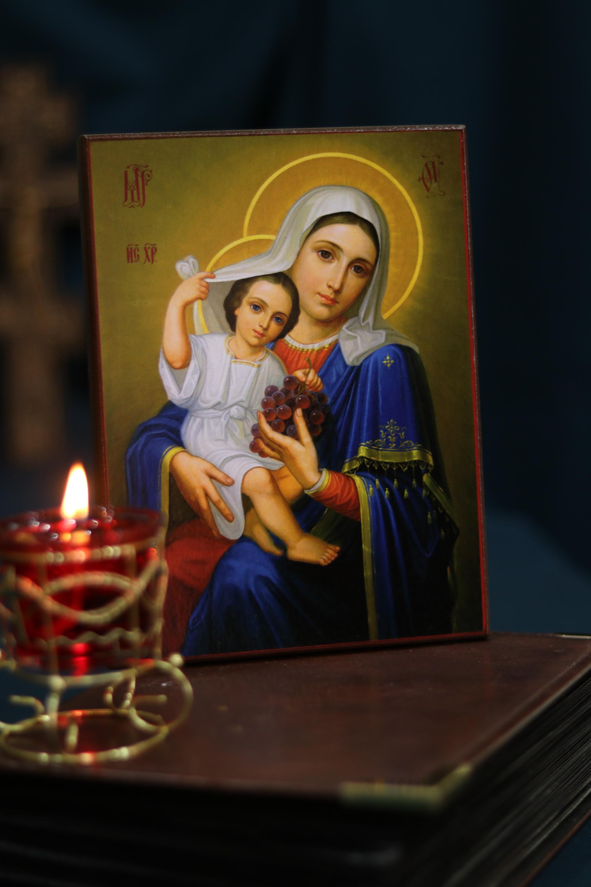 Virgin Mary Wooden Orthodox Icon, 4.7x6.3in-7.9x11in Christian Wall Art