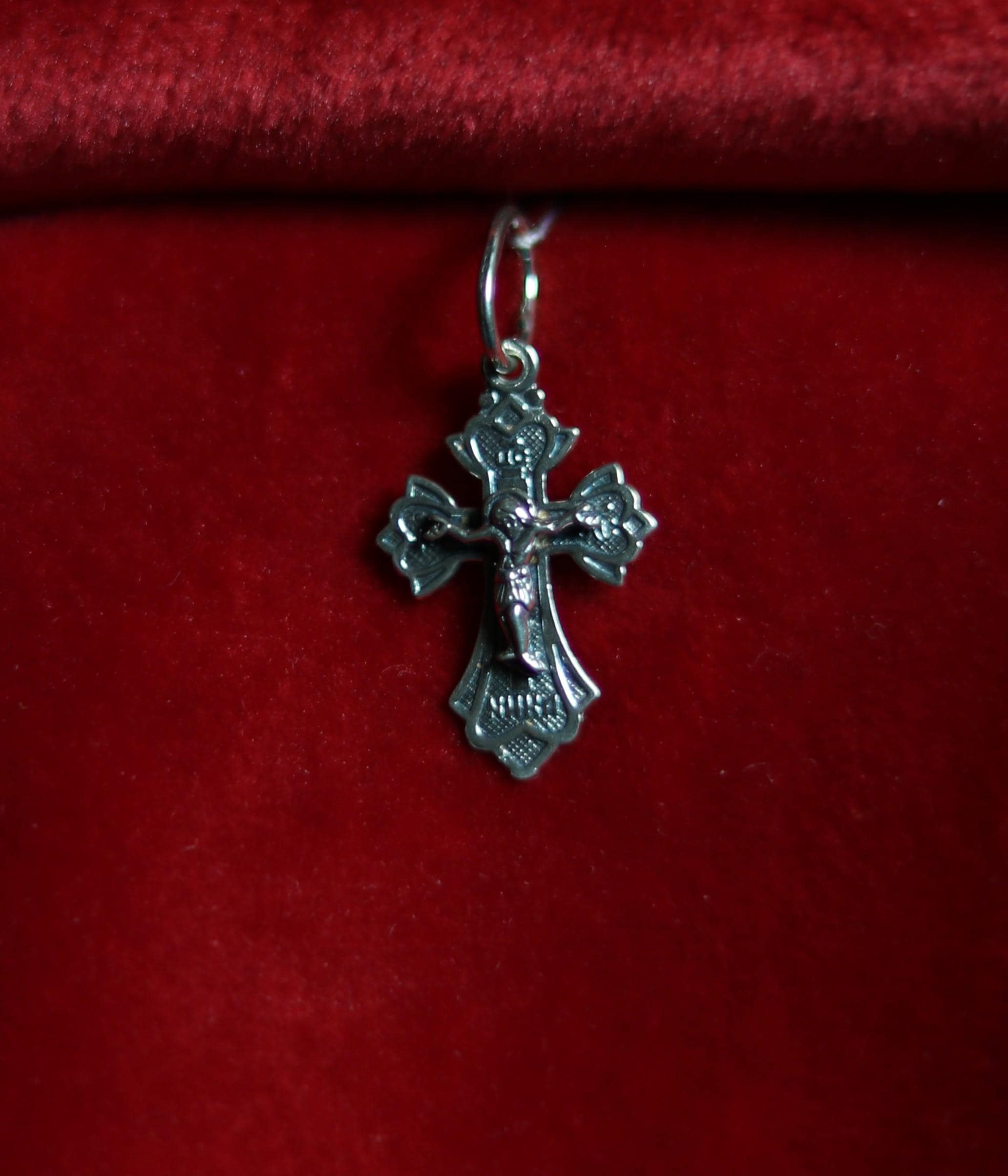 Orthodox Blackened Cross Pendant – Sterling Silver 925 – 1.2×1.7 cm – 1.05 g – Mini Crucifix Necklace, Orthodox pendant, Spiritual necklace