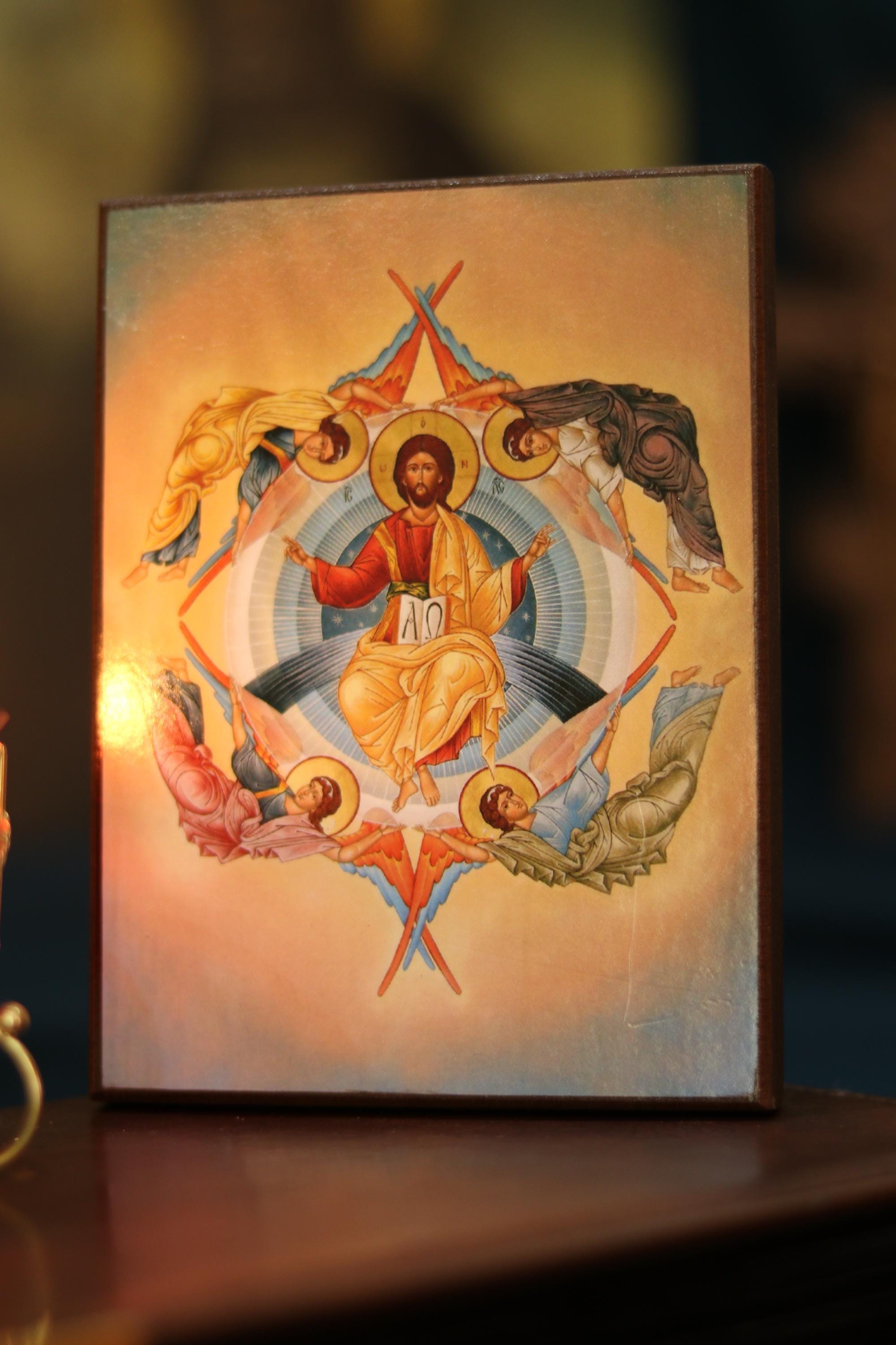 Wooden Orthodox Icon 6.3x4.7 in Christ in Majesty, The Lord Icon