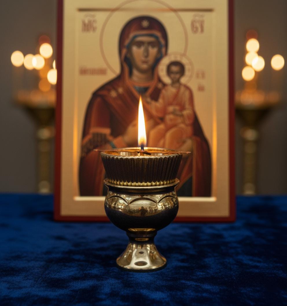 Orthodox Ceramic Handmade Oil Lamp 4.7 in