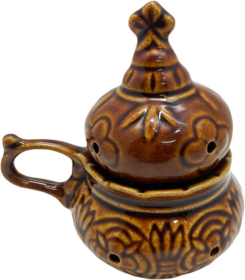 Christian incense set: brown ceramic censer, triptych icon, 50 grams of Greek incense, 6 pcs. of coal.