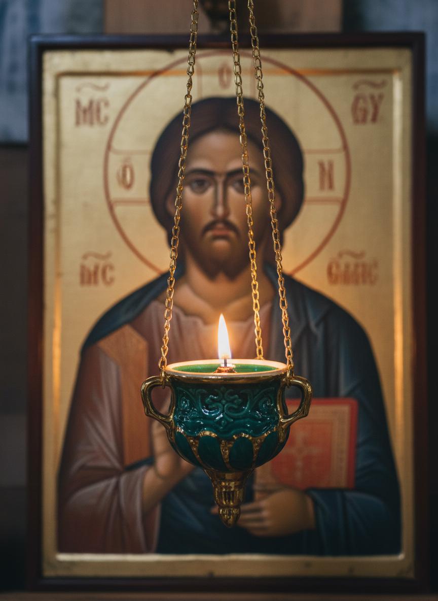 Ceramic Hanging Lampada, Orthodox Lamp, Icon Lamp.
