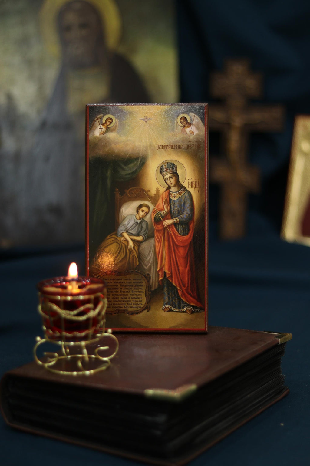 Healing Mother of God Icon Wooden Orthodox 6.3x3.3in