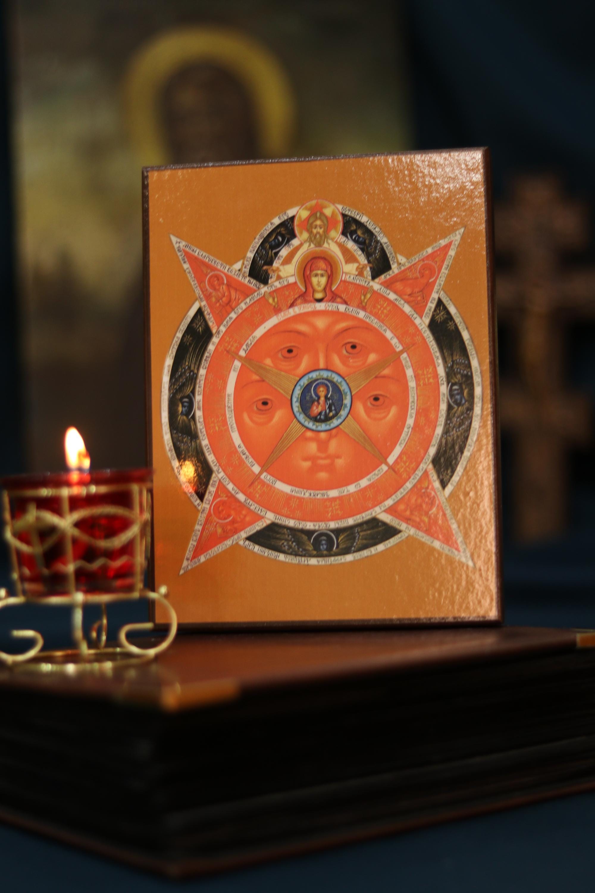 All-Seeing Eye of God Wooden Icon Orthodox Religious Art 6.3x4.7in