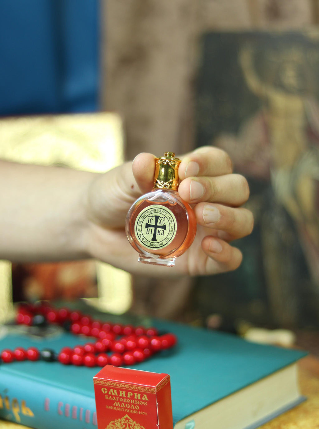 Orthodox Anointing Oil Roller Bottle, Holy Oil from Jerusalem, Prayer Oil with Cross, Christian Religious Gift, Healing Fragrance, Myrrh oil