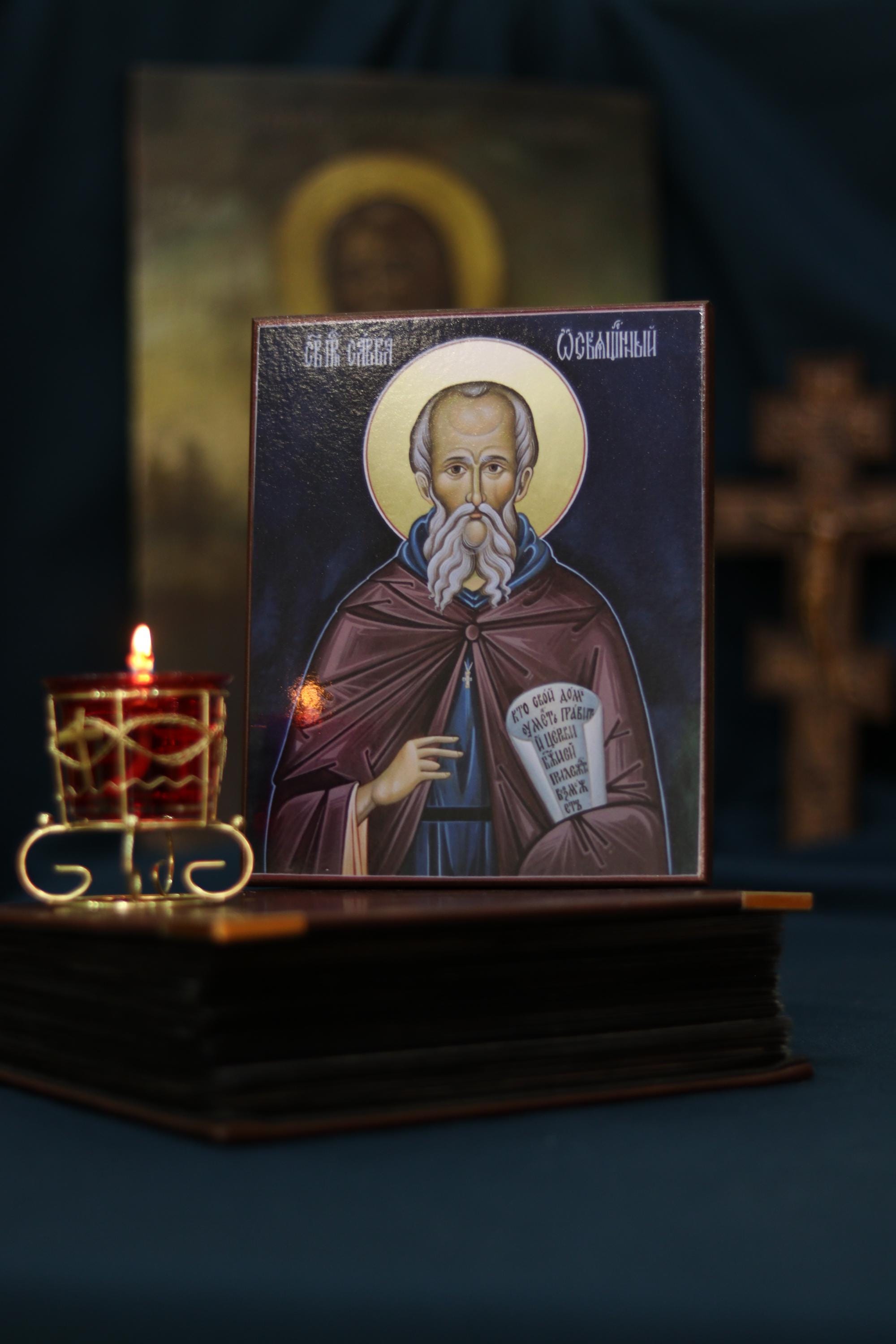 Saint Sabbas the Sanctified Icon, Orthodox Wood Icon