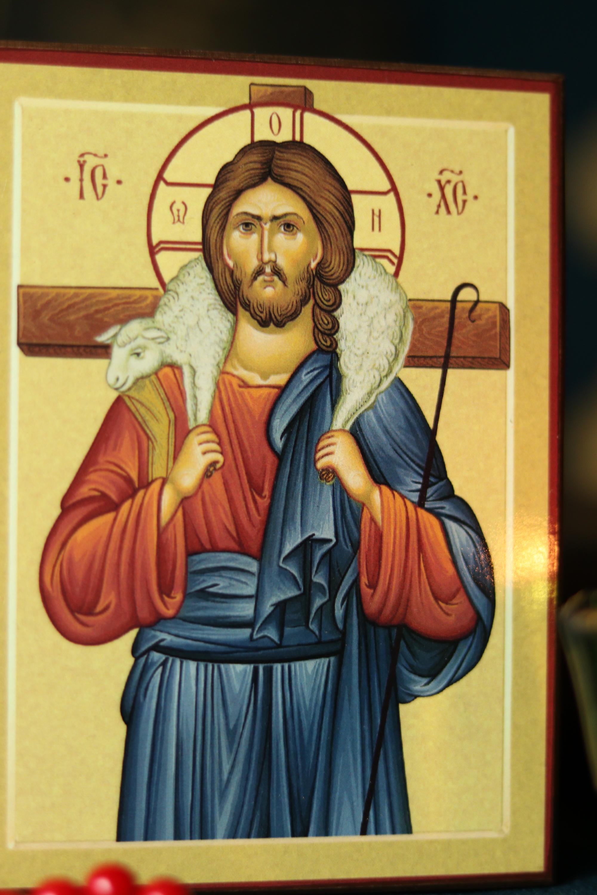 Wooden Icon , Good Shepherd Icon, Jesus Christ Icon, Orthodox Icon
