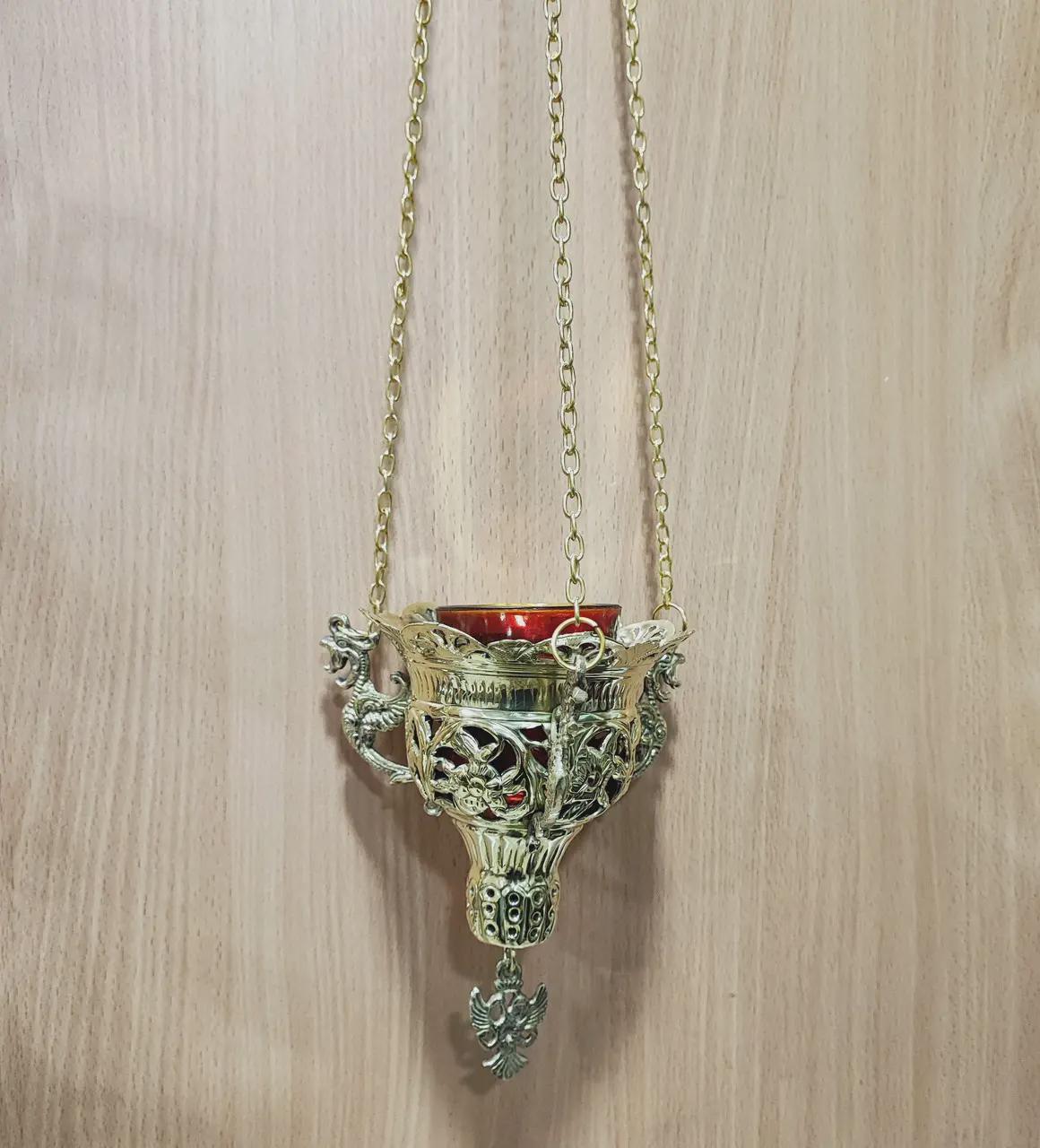 Hanging Oil Lamp Brass Orthodox Lampada – Greek Icon Lamp, Eternal Prayer Light