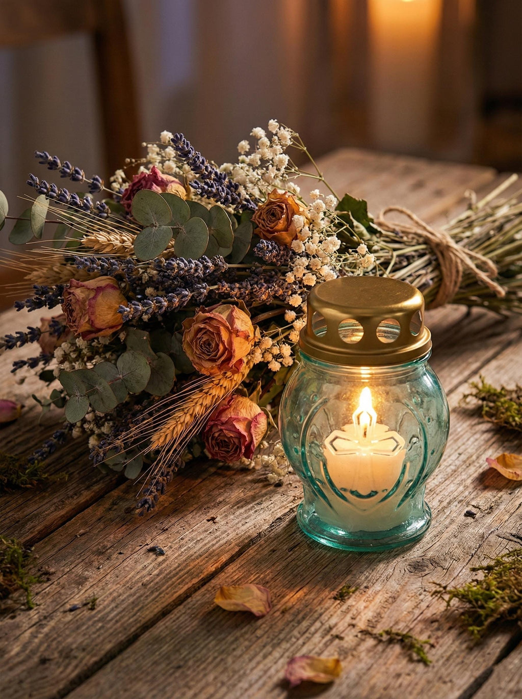 Memorial Glass Candle Lamp Set | Lamp + 8-Hour Candle | Orthodox Memorial Light