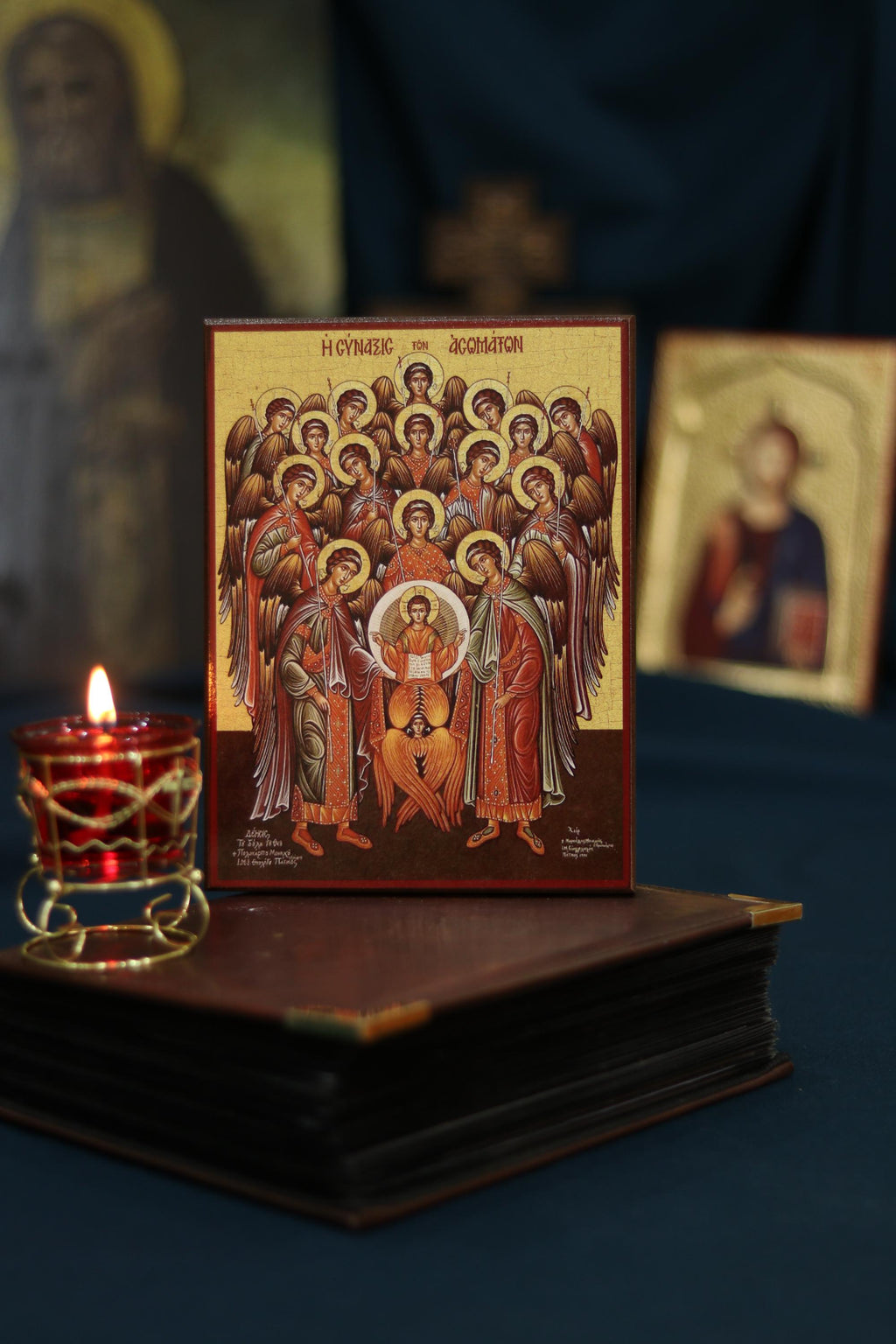 Synaxis of Archangels Wooden Icon, Orthodox Wall Decor