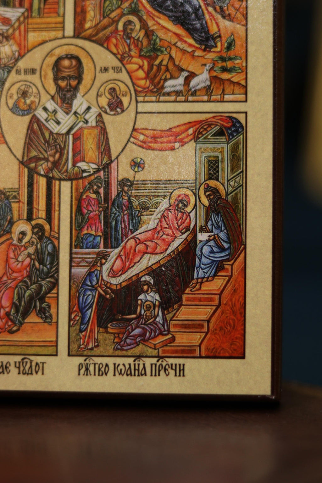 Saint Nicholas Icon Four Feasts Wooden Icon Orthodox Icon