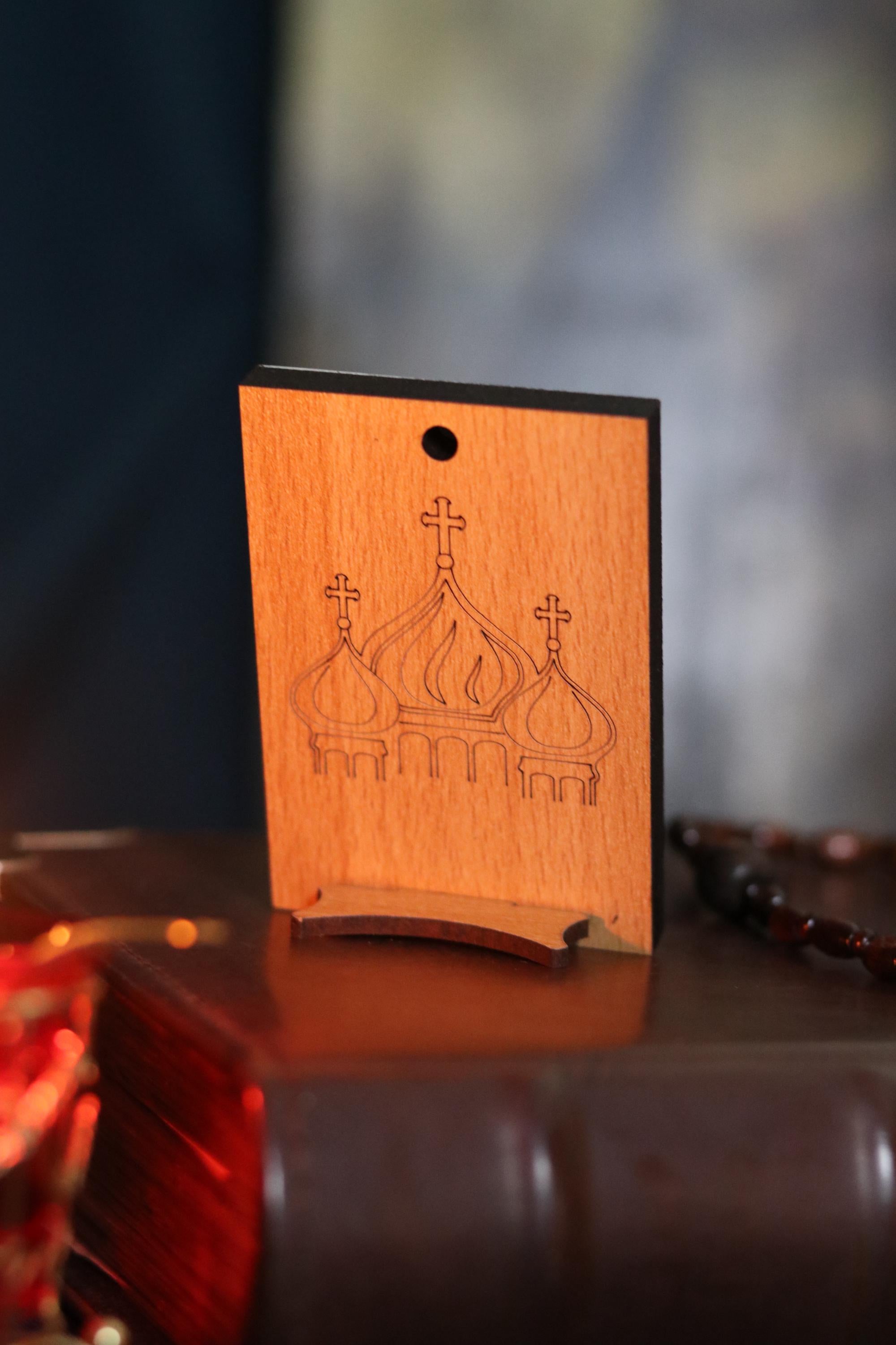 Wooden Orthodox Angel Icon 3.3in, Guardian Angel Icon, Small Prayer Icon