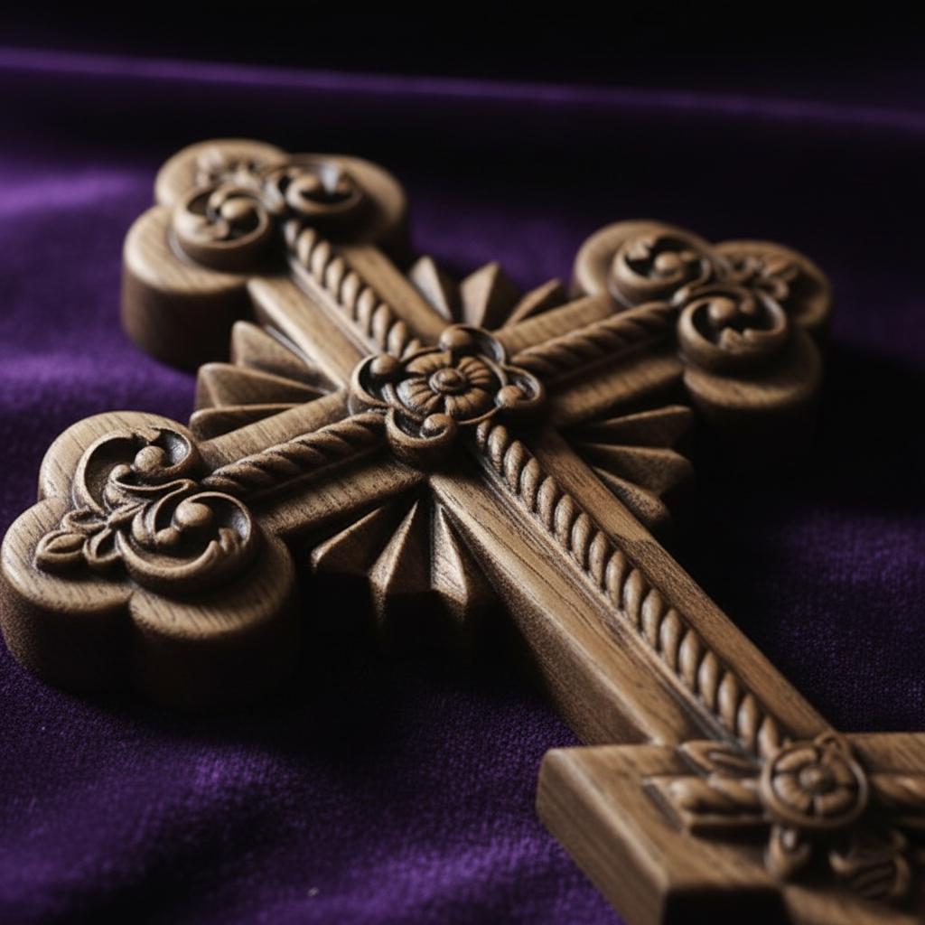 Orthodox Wooden Crucifix, Handcrafted Beech Wood Cross