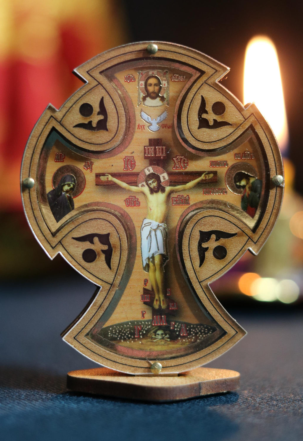 Handmade Wooden Orthodox Cross with Crucifix Icon | Christian Religious Decor | Eastern Orthodox Gift | Tabletop Icon