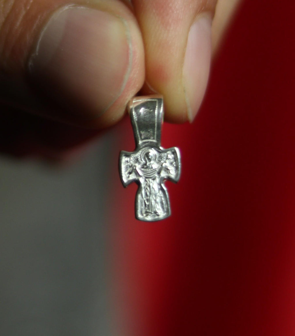 Sterling Silver Orthodox Cross Pendant | 0.67 in Tall | 1.23g | 925 Christian Crucifix Charm for Baptism & Daily Wear, greek orthodox cross