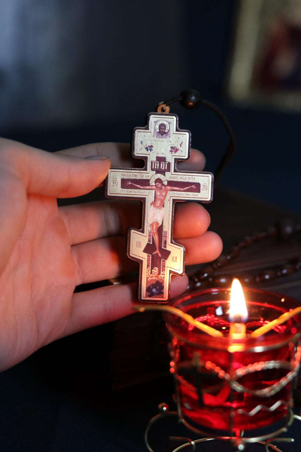 Wooden Orthodox Cross 3.5in, Crucifix Pendant, Jesus Christ Cross, Christian Necklace
