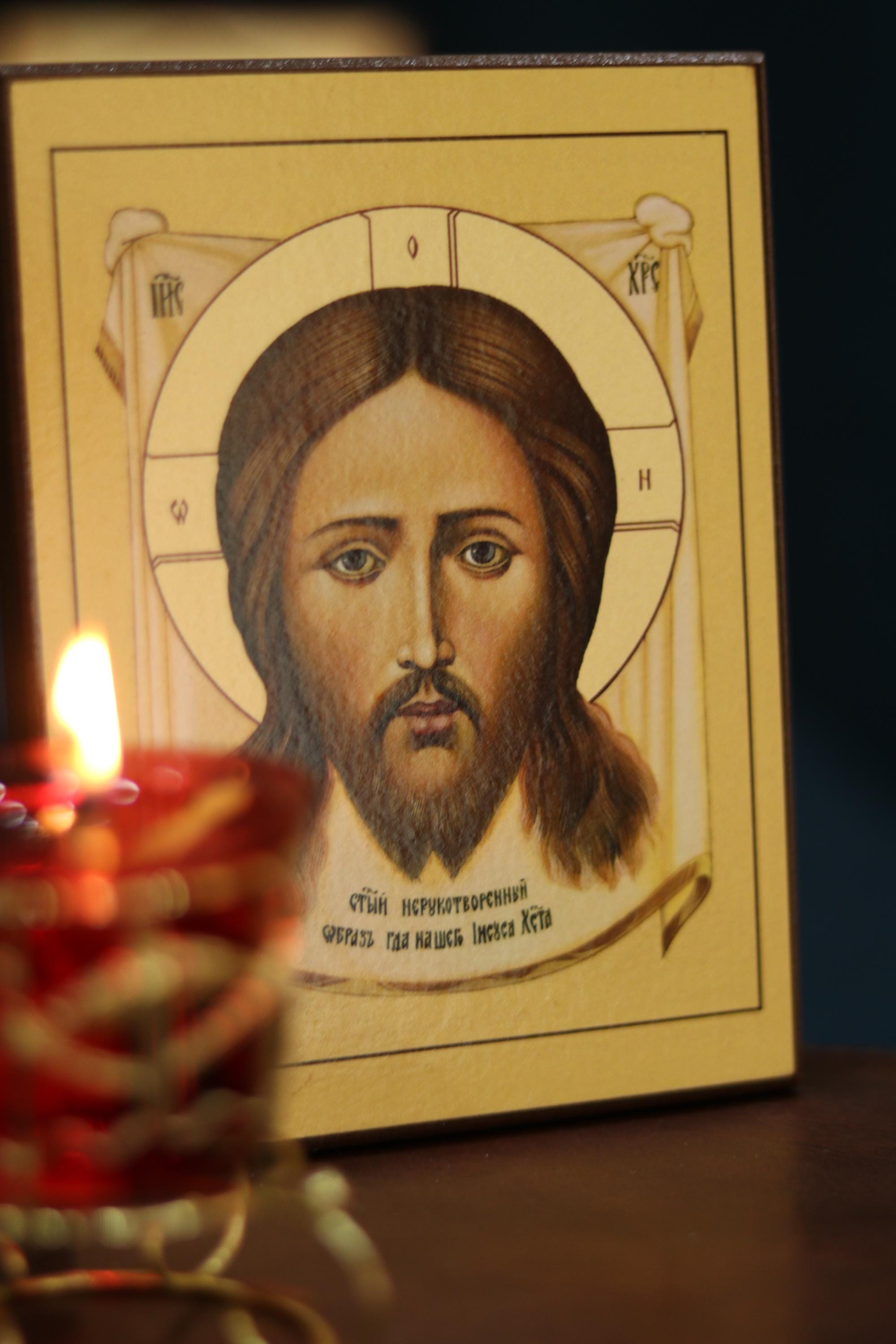 Jesus Christ Icon Handmade Wooden Icon, Orthodox Icon Plaque