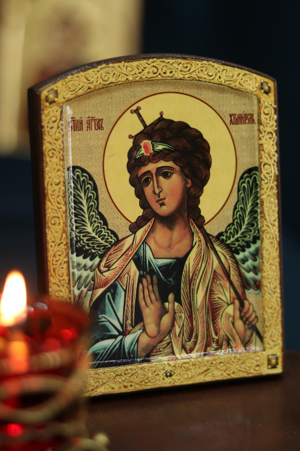 Guardian Angel Icon 6.3in, Orthodox Wooden Icon, Christian Gift Decor