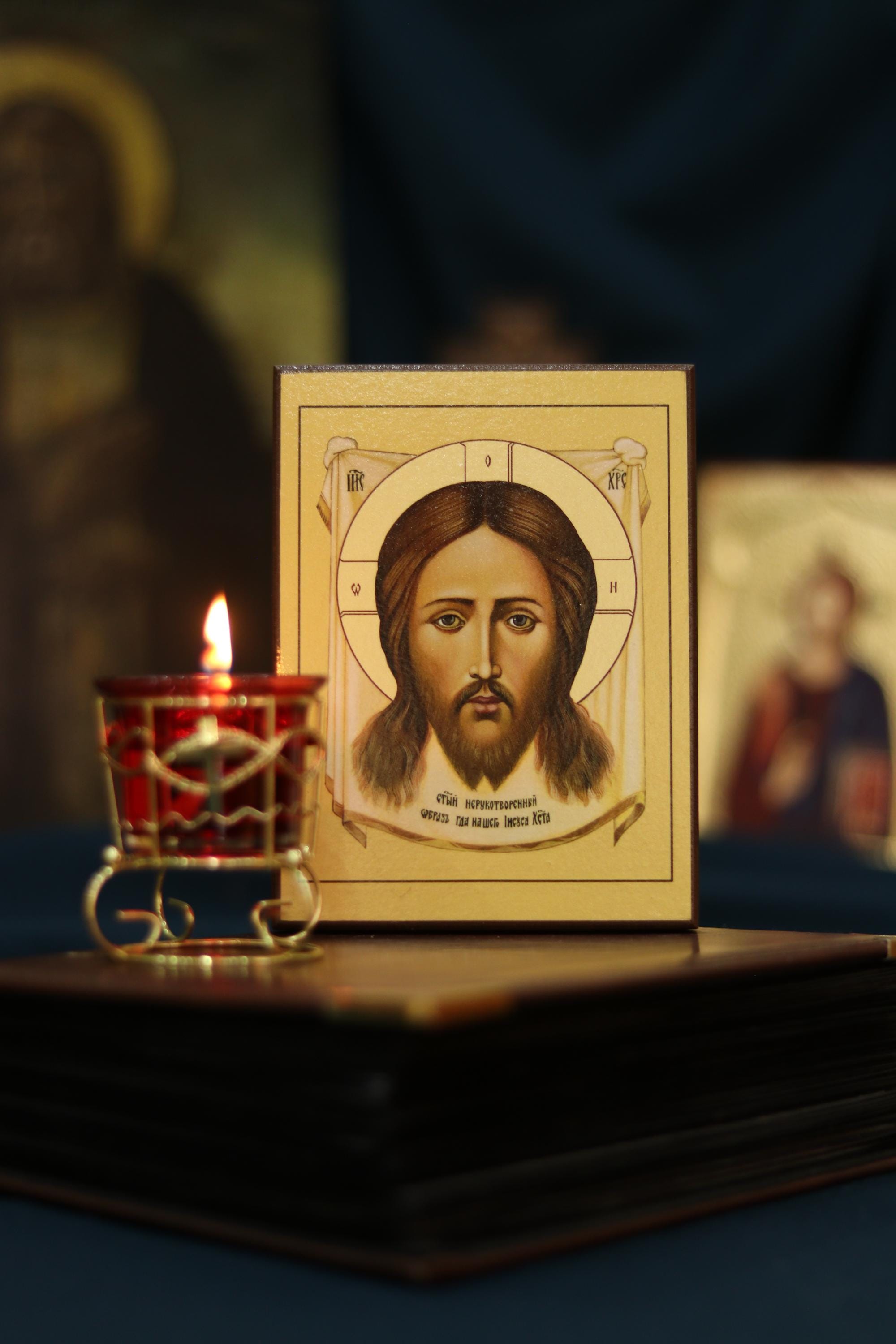 Jesus Christ Icon Handmade Wooden Icon, Orthodox Icon Plaque