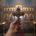 Orthodox Wooden Crucifix, Handcrafted Beech Wood Cross