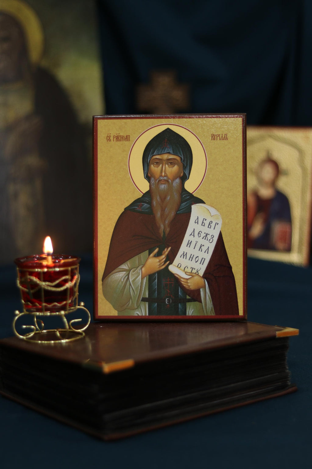 St Cyril Icon, Orthodox Wooden Icon, Christian Wall Plaque, Home Altar