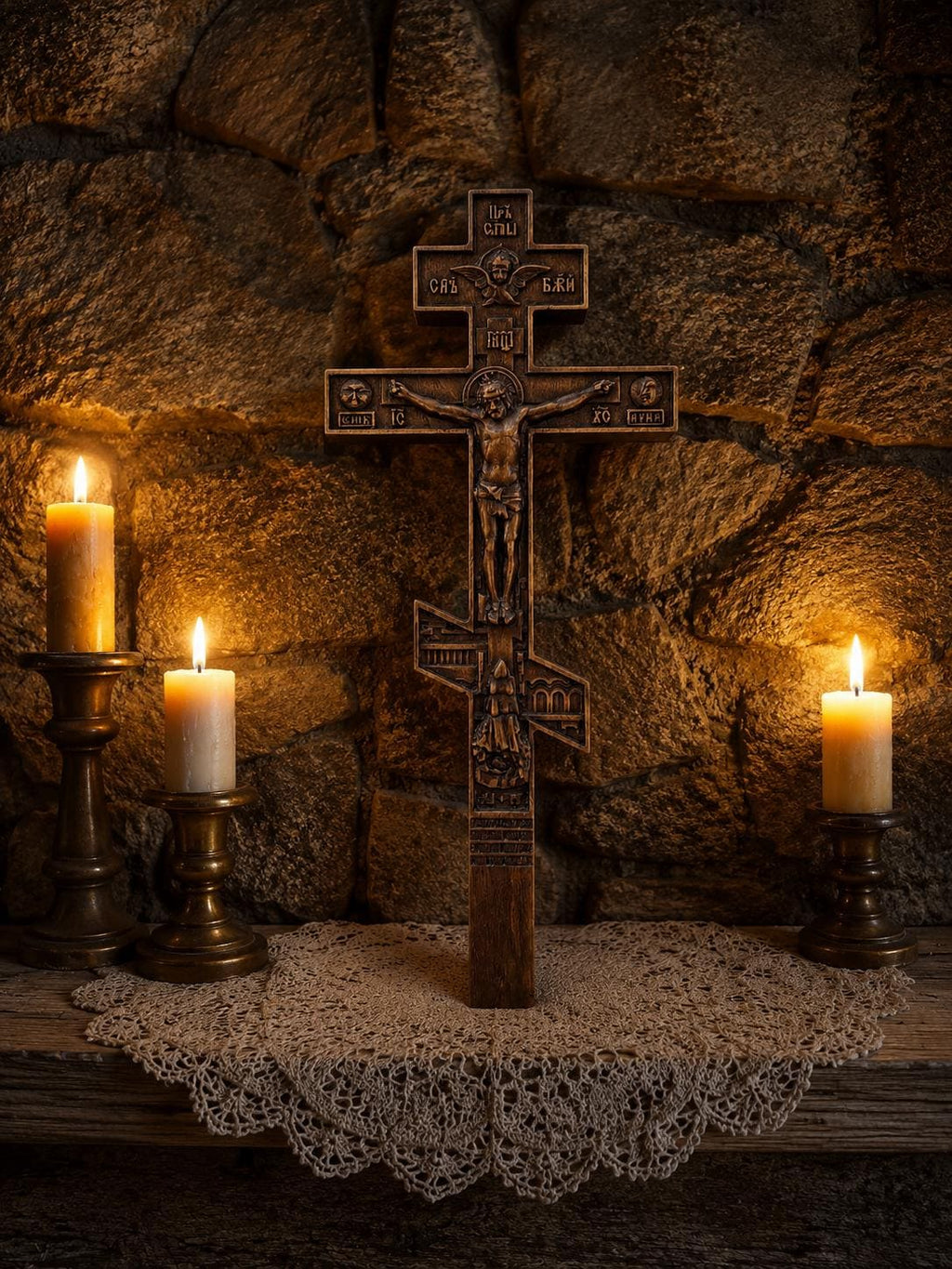 Orthodox Wooden Crucifix 11.8in Wall Cross Beech Wood Christian Wall Decor Gift