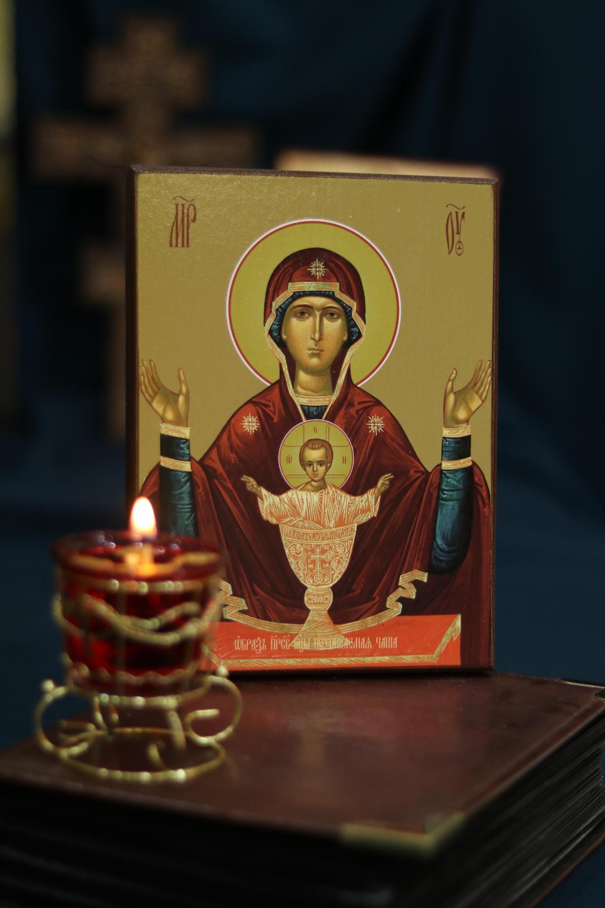 Virgin Mary The Sign Icon, Wooden Icon Orthodox Icon Theotokos Oranta