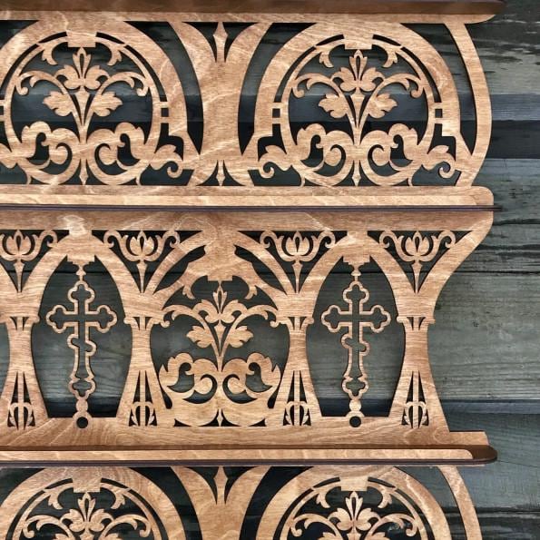 33.5 in Wooden Icon Shelf, Orthodox Iconostasis, Prayer Corner Shelf, Christian Wall Altar
