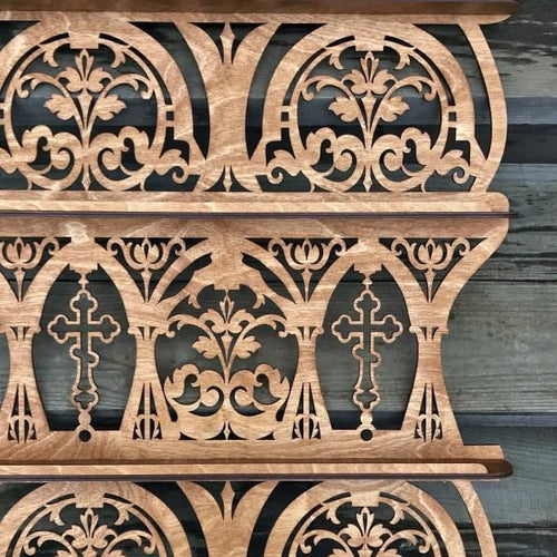 33.5 in Wooden Icon Shelf, Orthodox Iconostasis, Prayer Corner Shelf, Christian Wall Altar