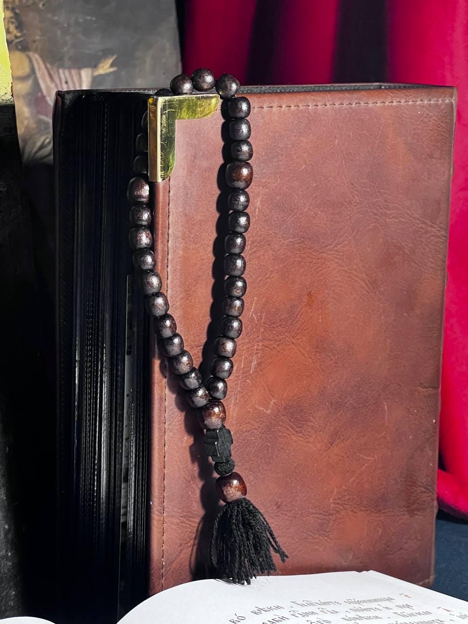 Orthodox Wooden Prayer Beads with Tassel – Handmade Black Wood Orthodox rosaries, prayer beads, first communion