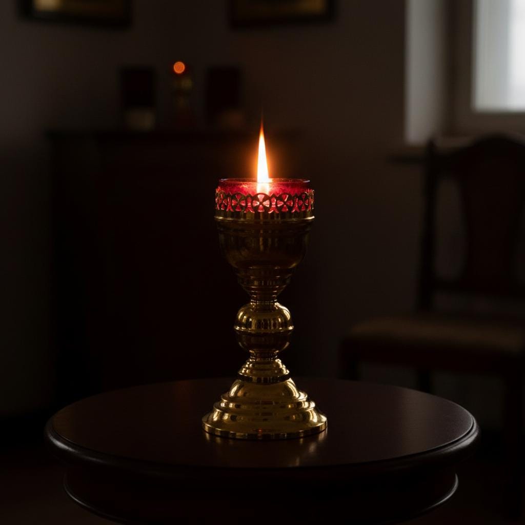 Large Tabletop Icon Lamp 3.15×7.09 in, Orthodox Lamp, Oil Lamp, Icon Lamp, Prayer Light