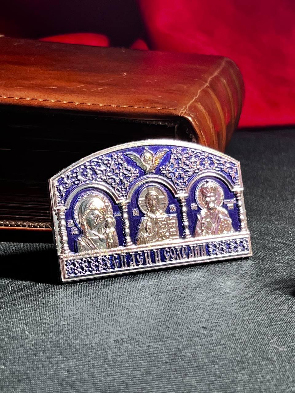 Christian Brass magnet Icon-triptych, Orthodox icon, Orthodox christian, Christianity art, Triptych christian, Religious car decor