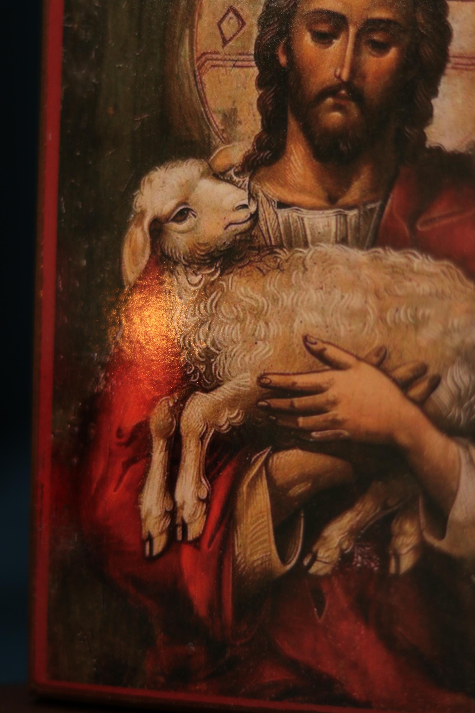 Orthodox Icon Jesus Christ Good Shepherd Wooden Icon