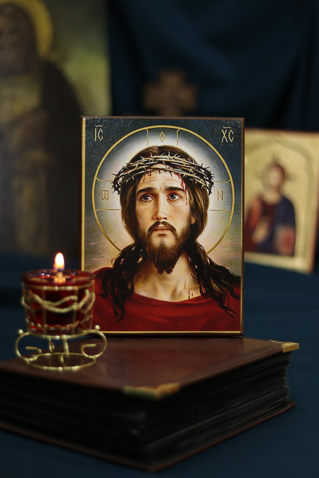 Christ Crown of Thorns Icon, Wooden Icon Orthodox Icon