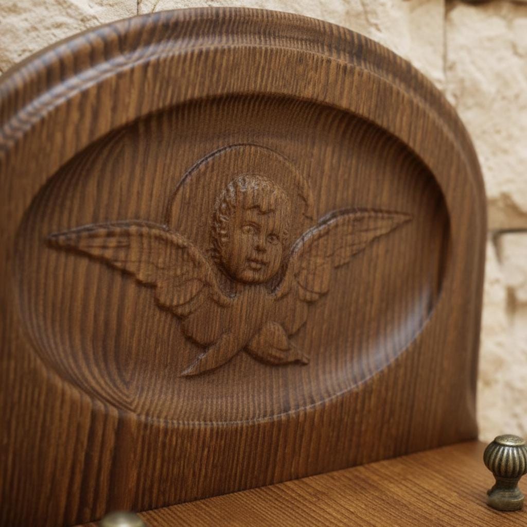 Wooden Icon Stand Ash Wood 6.7x5.9in, Orthodox Icon Holder, Hand Carved Icon Stand