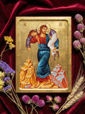 4.7x6.3x0.8 Inches Wooden Orthodox Icon, Jesus Christ Icon, Christ Carrying Man, Religious Wall Art, Christian Decor, Prayer Corner Icon