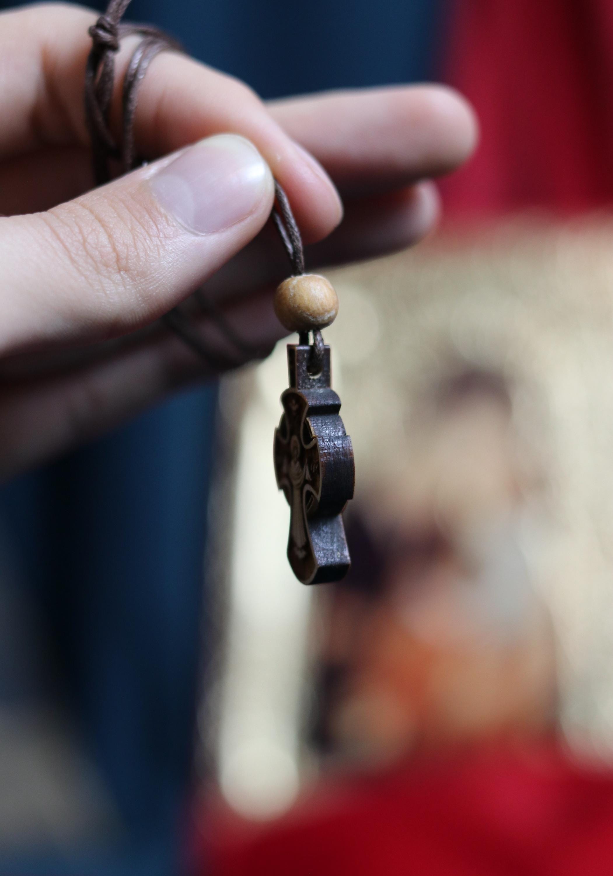 Orthodox Wooden Cross Pendant – Compressed Wood, Jesus Crucifix, Blessed in Church, Orthodox cross, Orthodox icon